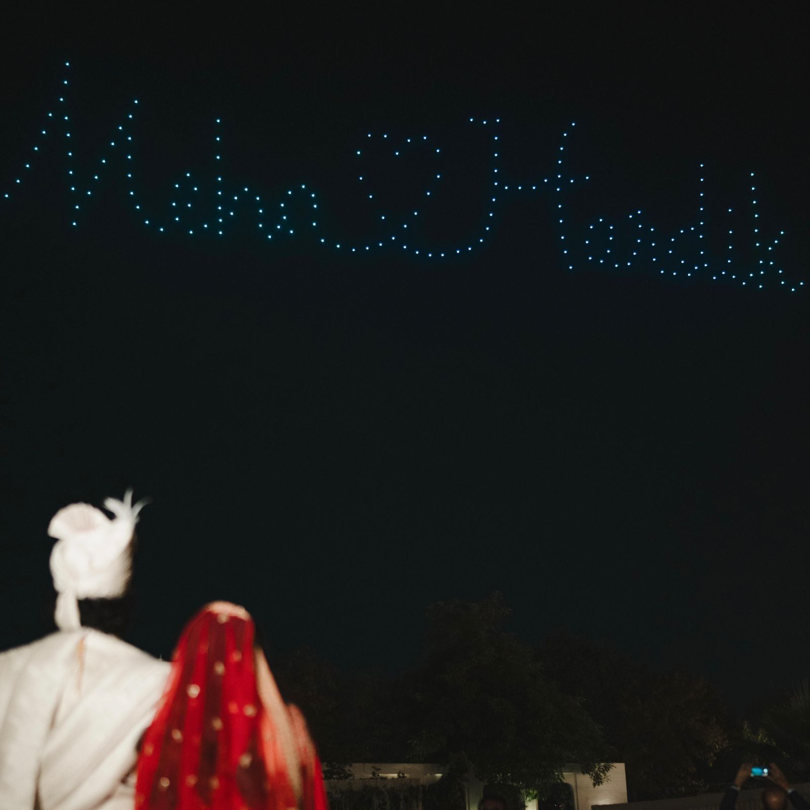 Wedding drone show heart formation